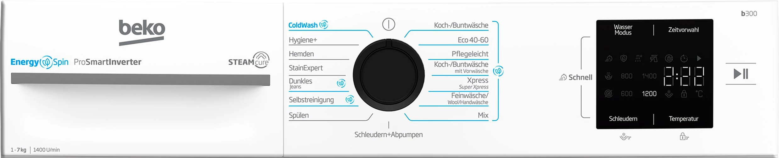 BEKO Waschmaschine BM3WFU3741X, 7 kg, 1400 U/min