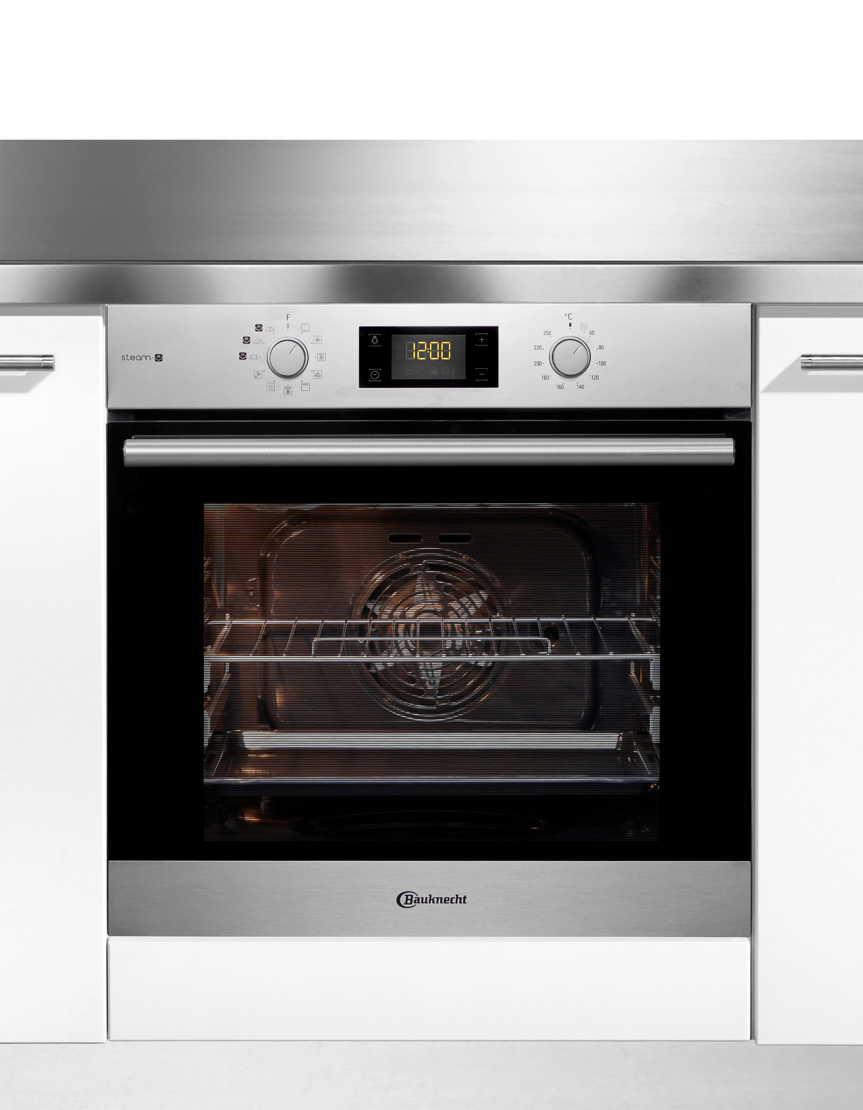 BAUKNECHT Backofen-Set BAKO 700 STEAM, mit 2-fach-Teleskopauszug, Dampffunktion, PowerHeißluft